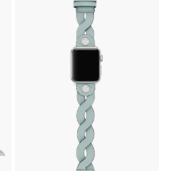 New! Tory Burch Apple Watch Band 38-45mm -Braided Leather Band-Light Blue - Picture 4 of 7